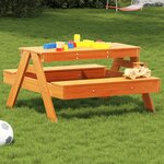 vidaXL Table de pique-nique pour enfants cire marron bois massif pin