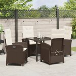 vidaXL Ensemble de salle à manger de jardin 5 pièces avec coussins en rattan poly brun