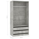 vidaXL Garde-robe Gris béton 100x50x200 cm Bois d'ingénierie