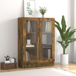vidaXL Armoire à vitrine Chêne fumé 82 5x30 5x115 cm Bois d'ingénierie