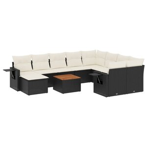 vidaXL Salon de jardin 11 Pièces avec coussins noir résine tressée