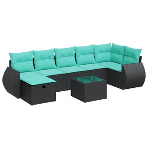 vidaXL Salon de jardin 8 Pièces avec coussins noir résine tressée