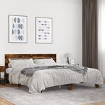 vidaXL Cadre de lit chêne fumé 200x200 cm bois d'ingénierie et métal