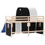 vidaXL Lit mezzanine enfants et tunnel blanc/noir 80x200cm pin massif