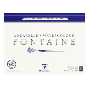 Bloc Fontaine 25F 1/2 satiné 30x40 300g encollé 4 côtés CLAIREFONTAINE
