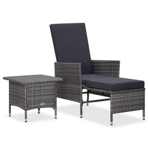 vidaXL Salon de jardin 2 Pièces avec coussins Résine tressée Gris