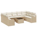 Ensemble de canapé de jardin de 10 pièces avec coussins en poly rattan marron