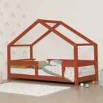 Lit cabane enfant LUCKY 90 x 180 rouge brique