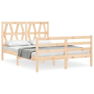 vidaXL Cadre de lit avec tête de lit 120x200 cm bois massif