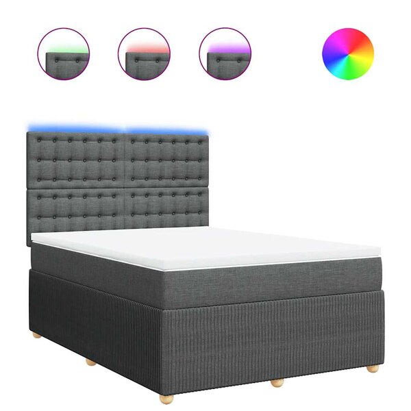 vidaXL Sommier à lattes de lit avec matelas Gris foncé 160x200cm Tissu