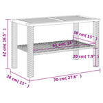 vidaXL Table de jardin gris 70x38x42 cm résine tressée et bois acacia