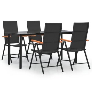 vidaXL Ensemble à manger de jardin 5 Pièces Noir et marron Résine tressée