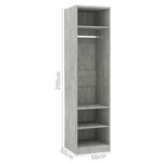 vidaXL Garde-robe Gris béton 50x50x200 cm Bois d'ingénierie