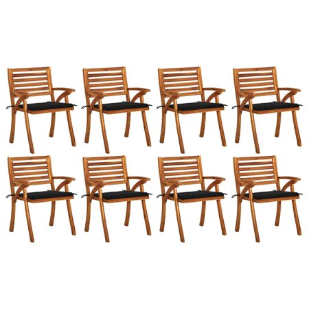 vidaXL Chaises de jardin avec coussins lot de 8 Bois d'acacia solide