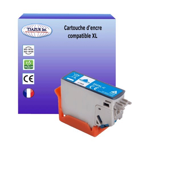 Cartouche compatible pour epson t02h2 / t02f2 (202xl) cyan pour epson expression premium xp-6100  xp-6105