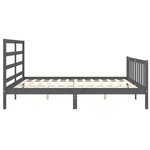vidaXL Cadre de lit avec tête de lit gris 200x200 cm bois massif