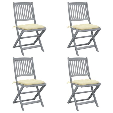 vidaXL Chaises pliables d'extérieur 4 Pièces avec coussins Bois d'acacia