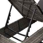 Transat double vidaXL avec toit et rideaux en poly rattan gris