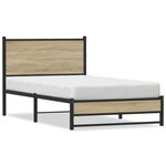 vidaXL Cadre de lit en métal sans matelas chêne sonoma 100x190 cm
