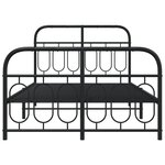 vidaXL Cadre de lit métal avec tête de lit/pied de lit noir 120x190 cm