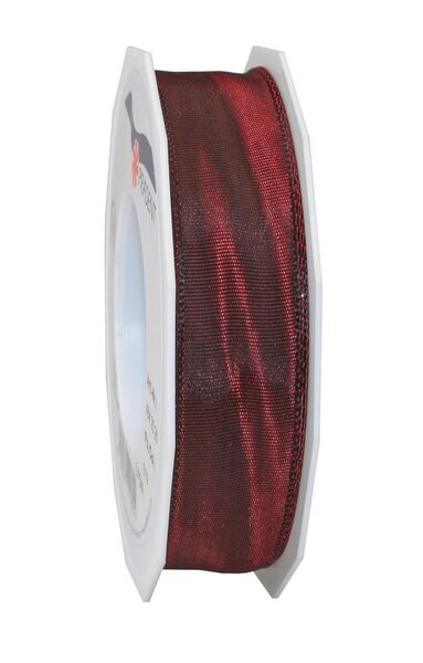 Ruban de soie acetat laitonné lyon 25-m-rouleau 25 mm bordeaux