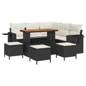 vidaXL Ensemble de canapé de jardin 10 Pièces Noir et Crème polyrotin