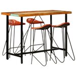 vidaXL Ensemble de bar 5 Pièces Bois de récupération et cuir véritable