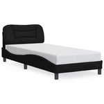 vidaXL Cadre de lit avec lumières LED noir 90x190 cm tissu