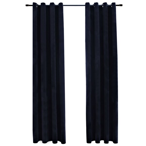 vidaXL Rideaux occultants avec anneaux 2 Pièces Velours Noir 140x225 cm