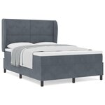 Lit sommier avec matelas vidaXL Gris foncé 160x200 cm Velours