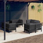 vidaXL Salon de jardin 8 Pièces avec coussins anthracite Bois de pin