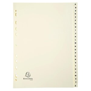 Intercalaires Imprimés Carte Peau 155g 26 Positions De A À Z - A4 - Ivoire - X 5 - Exacompta