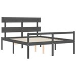 vidaXL Lit pour personne âgée tête de lit gris très grand bois massif