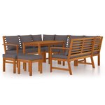 vidaXL Ensemble à manger de jardin coussins 9 Pièces Bois acacia