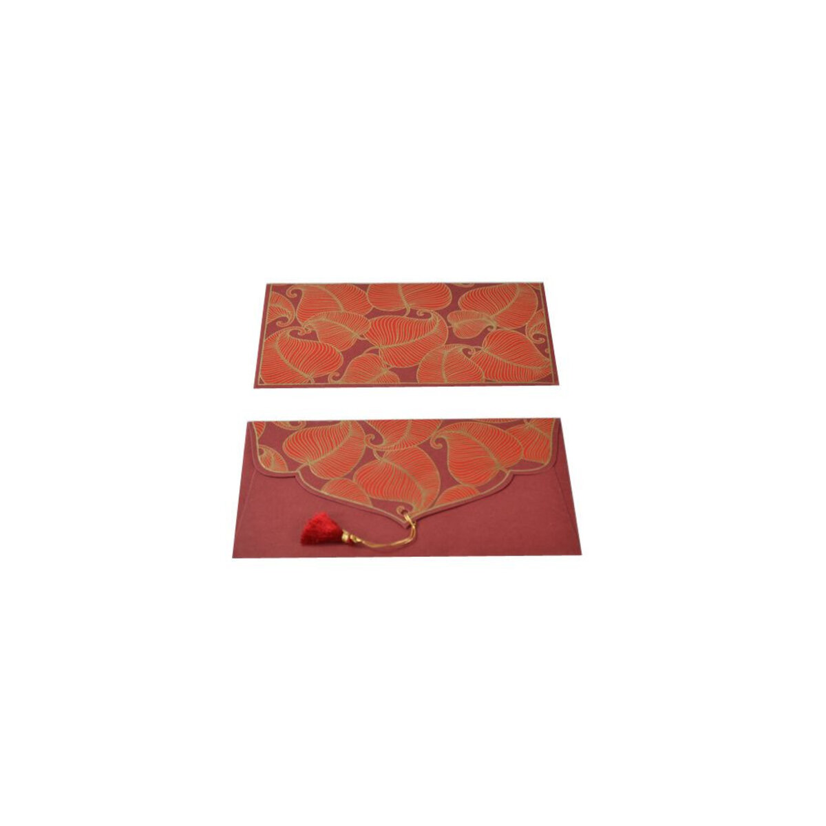 PAPERTREE NATURE Lot de 5 Enveloppes cadeau 19X10 cm Rouge/Or - La