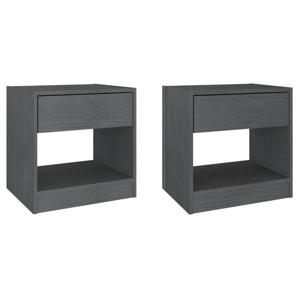 vidaXL Tables de chevet 2 Pièces Gris 40x31x40 cm Bois de pin massif
