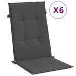 vidaXL Coussins de chaise à dossier haut lot de 6 anthracite mélangé