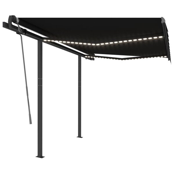 vidaXL Auvent automatique avec capteur de vent LED 3 5x2 5m Anthracite