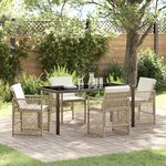 vidaXL Ensemble repas jardin 5 pièces avec coussins beige