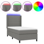 vidaXL Sommier à lattes de lit matelas LED Gris foncé 80x200cm Tissu