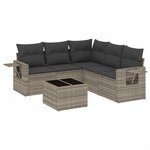 vidaXL Salon de jardin 6 Pièces avec coussins gris clair résine tressée