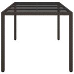 vidaXL Table de jardin Marron 190x90x75 cm Verre trempé/résine tressée