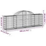 vidaXL Paniers à gabions arqués 11 Pièces 200x30x60/80 cm Fer galvanisé