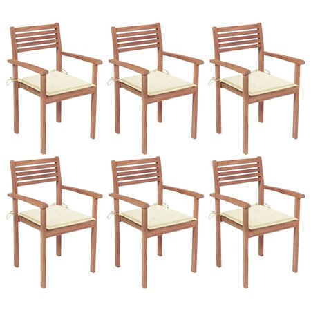 vidaXL Chaises de jardin empilables avec coussins lot de 6 Teck solide