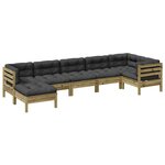 vidaXL Salon de jardin 7 Pièces avec coussins bois de pin imprégné