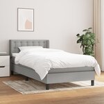 vidaXL Sommier à lattes de lit avec matelas Gris clair 90x200 cm Tissu