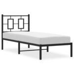 vidaXL Cadre de lit métal avec tête de lit noir 80x200 cm