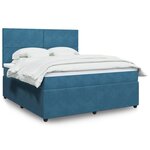 vidaXL Sommier à lattes de lit et matelas Bleu foncé 180x200cm Velours