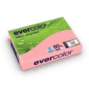 Papier couleur recyclé A4 Rose 80g Evercolor - Ramette de 500 feuilles (boîte 5 x 500 feuilles)