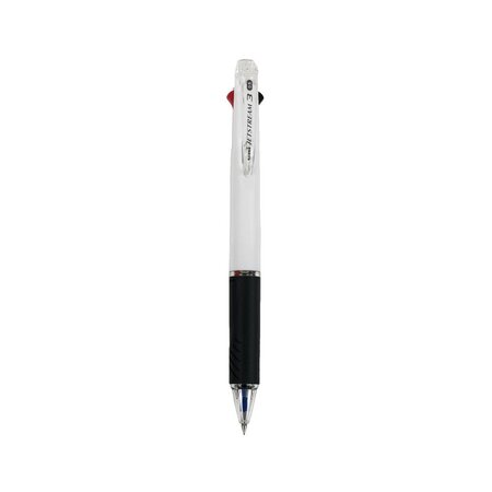 stylo roller rétractable Jetstream 3 couleurs d'écriture, pointe moyenne de 1 mm, corps blanc, couleurs d’écriture : noir, bleu et rouge